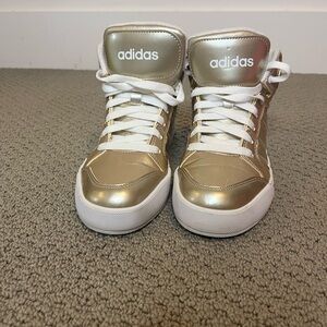 Adidas Metallic Gold Sneakers with White Laces